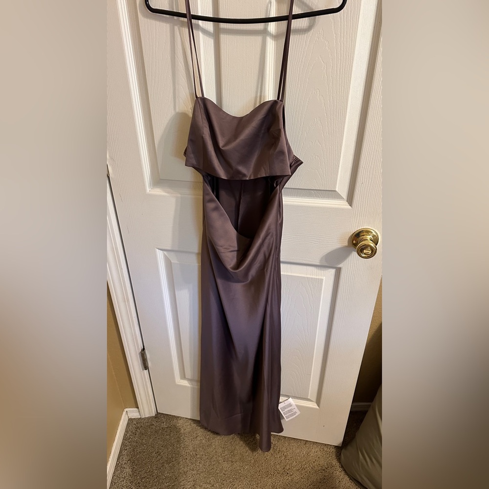 ASOS Mauve Satin Cutout Midi Dress - Picture 3 of 4